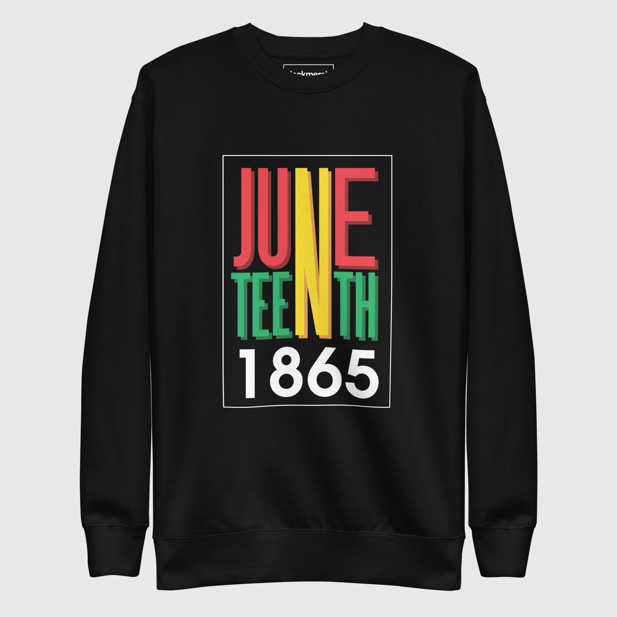 unisex-premium-sweatshirt-black-front-68fc2b6020e69.jpg Juneteenth Sweatshirt - Image 1