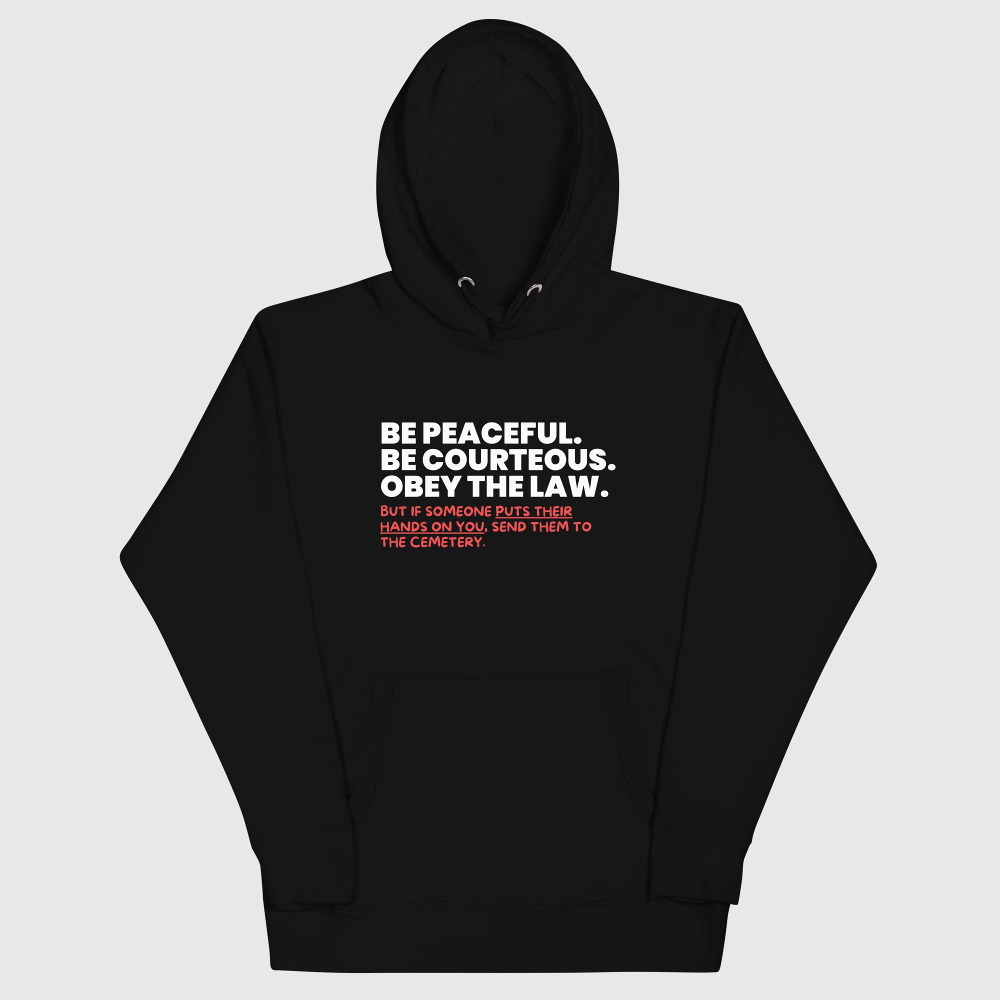 cotton-heritage-m2580-i-unisex-premium-pullover-hoodie-black-front-690add5b0819c.jpg Be Peaceful Hoodie - Image 1