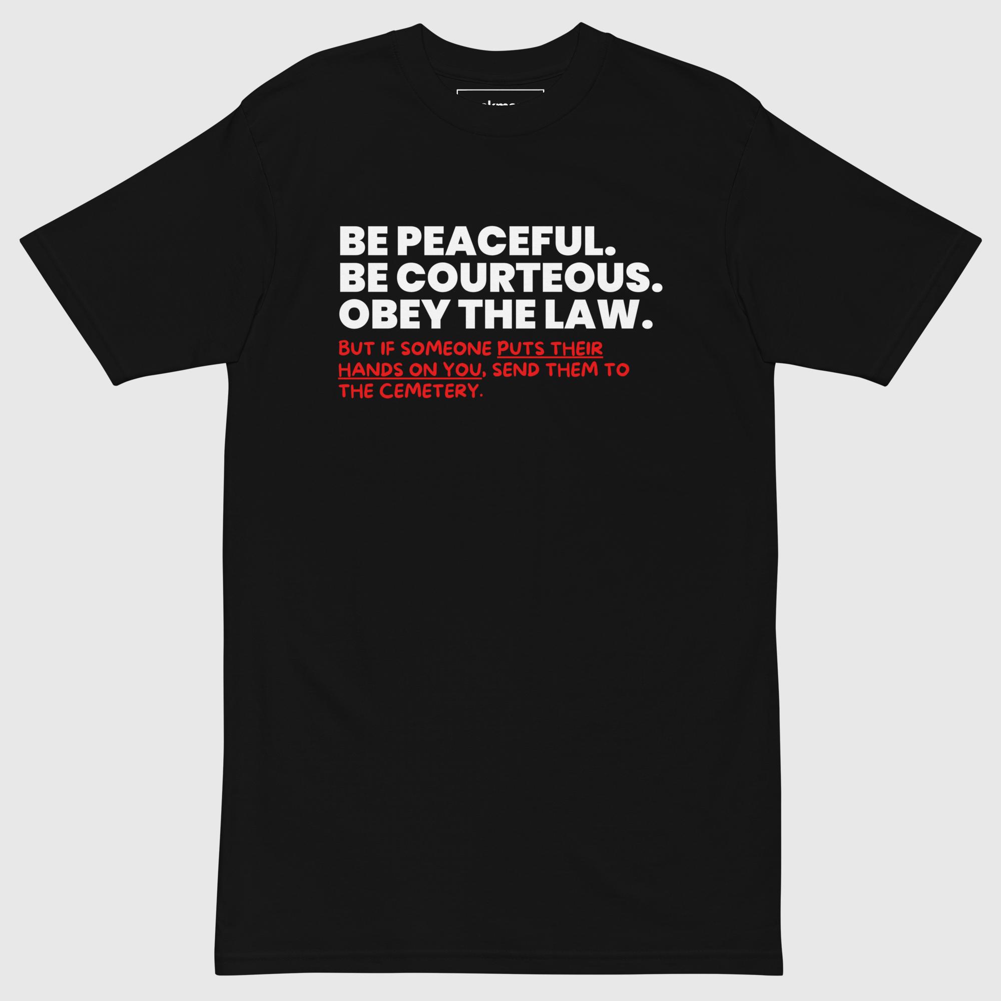 mens-premium-heavyweight-tee-black-front-690bd498c7646.jpg Be Peaceful Tee - Image 1